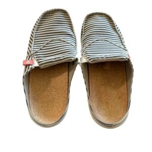 Spenco Siesta Montauk Orthotic Blue Stripe Canvas Slides Slip On Size 10W